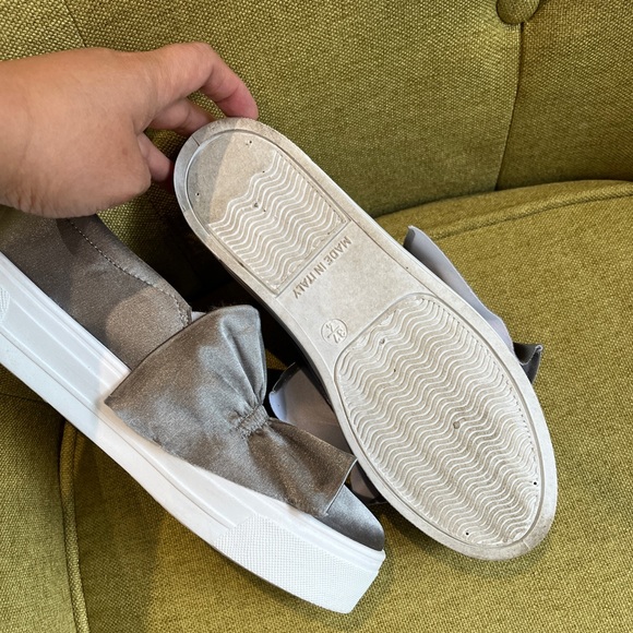 Satin Ruffle Shoe Silver Shimmer Loafer Slip On   Sneaker Topshop Kawaii Tawny 6 - Picture 11 of 15